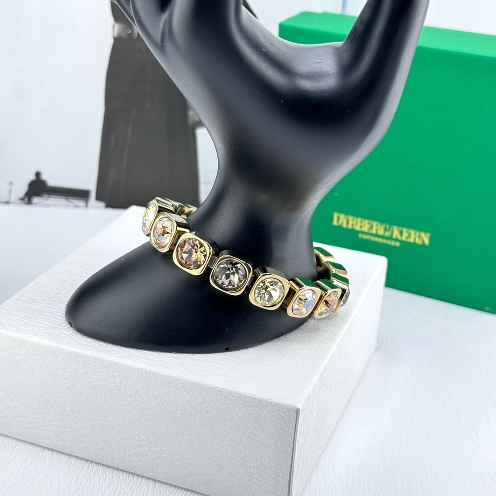 Yellow Gold Tennis Bracelet, Golden Crystal Gold Plated Chunky Yellow